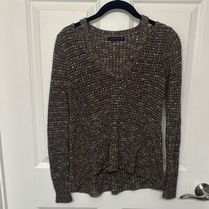 American Eagle Outfitters Textured V-Neck Sweater in Brown
